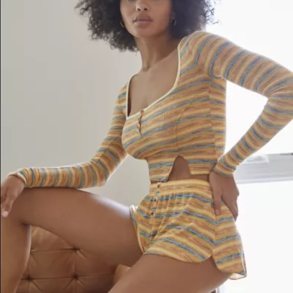 UO Sleep/ Lounge Striped Pajama Set - Picture 3 of 4